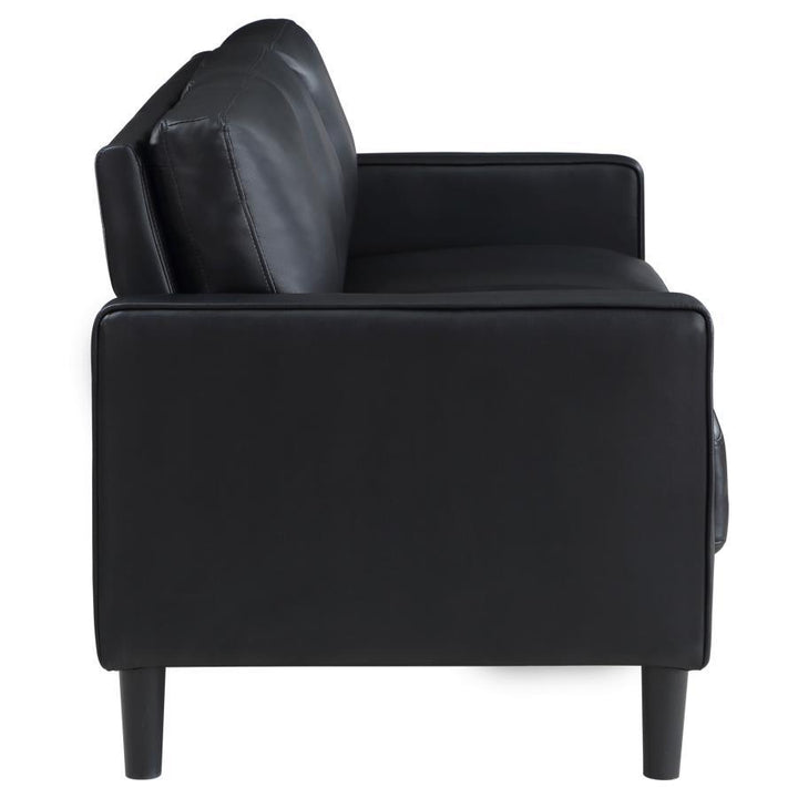 Ruth - 3 Piece Upholstered Track Arm Sofa Set - Black 3 - Piece Living Room Set modern furniture Contempo Furniture