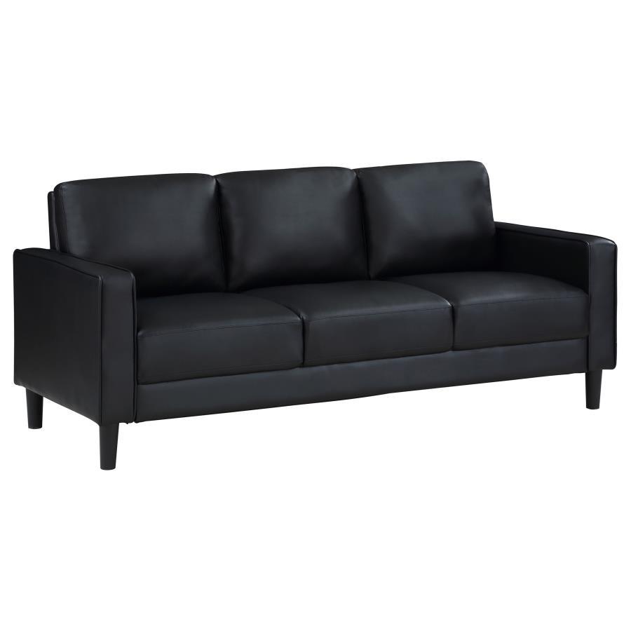 Ruth - 3 Piece Upholstered Track Arm Sofa Set - Black 3 - Piece Living Room Set modern furniture Contempo Furniture
