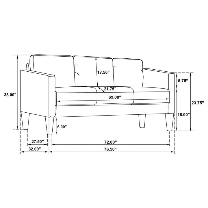 Ruth - 77" Fabric Upholstered Track Arm Sofa - Matcha Green Stationary Sofa modern furniture Contempo Furniture