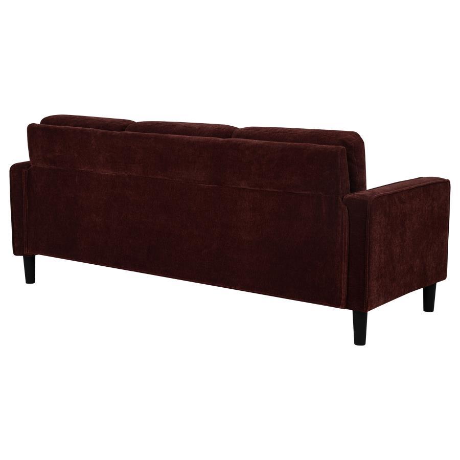 Ruth - 77" Fabric Upholstered Track Arm Sofa - Rust Red Stationary Sofa modern furniture Contempo Furniture