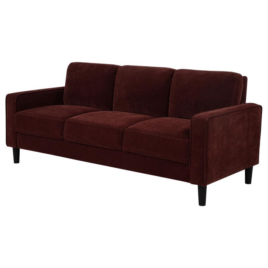 Ruth - 77" Fabric Upholstered Track Arm Sofa - Rust Red Stationary Sofa modern furniture Contempo Furniture