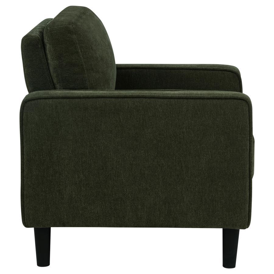 Ruth - Fabric Upholstered Track Arm Accent Chair - Matcha Green Arm Chair modern furniture Contempo Furniture