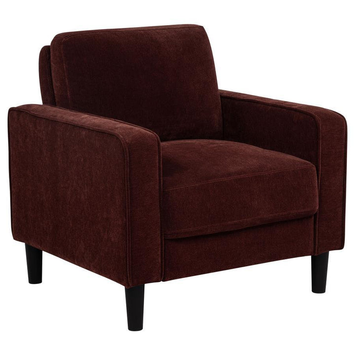 Ruth - Fabric Upholstered Track Arm Accent Chair - Rust Red Arm Chair modern furniture Contempo Furniture