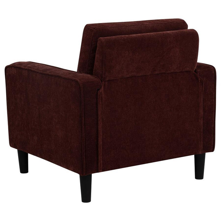 Ruth - Fabric Upholstered Track Arm Accent Chair - Rust Red Arm Chair modern furniture Contempo Furniture