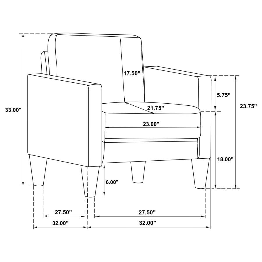 Ruth - Fabric Upholstered Track Arm Accent Chair - Rust Red Arm Chair modern furniture Contempo Furniture