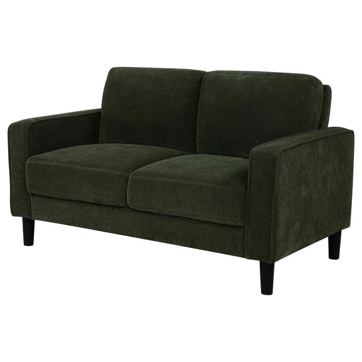 Ruth - Fabric Upholstered Track Arm Loveseat - Matcha Green Stationary Loveseat modern furniture Contempo Furniture