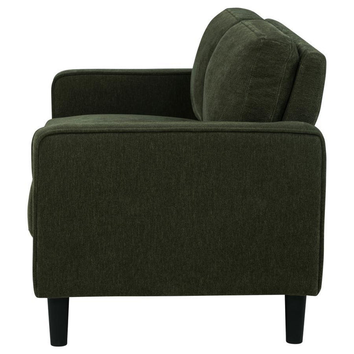 Ruth - Fabric Upholstered Track Arm Loveseat - Matcha Green Stationary Loveseat modern furniture Contempo Furniture