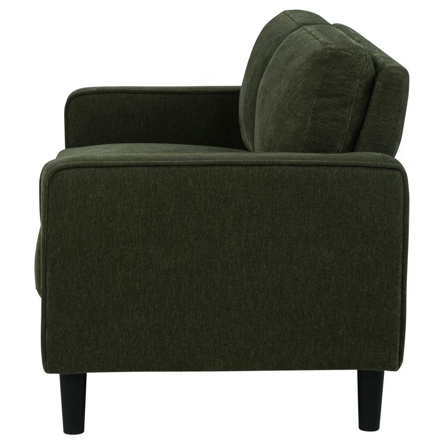 Ruth - Fabric Upholstered Track Arm Loveseat - Matcha Green Stationary Loveseat modern furniture Contempo Furniture