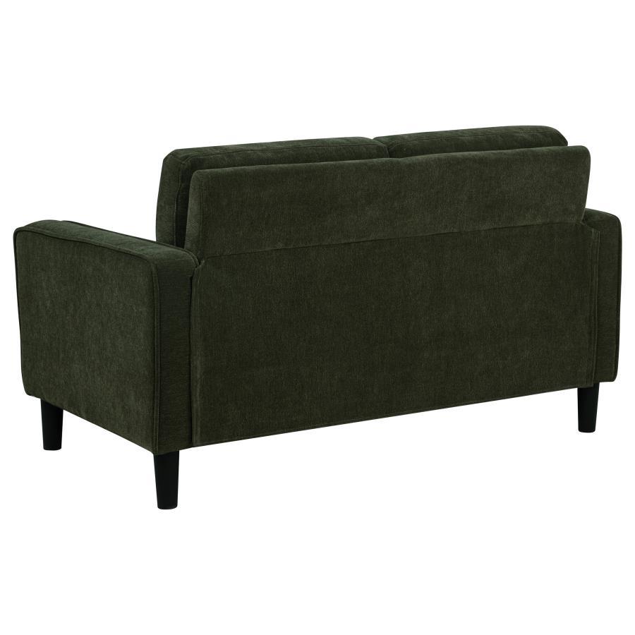 Ruth - Fabric Upholstered Track Arm Loveseat - Matcha Green Stationary Loveseat modern furniture Contempo Furniture