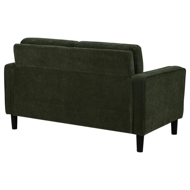 Ruth - Fabric Upholstered Track Arm Loveseat - Matcha Green Stationary Loveseat modern furniture Contempo Furniture