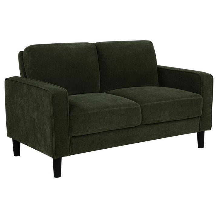 Ruth - Fabric Upholstered Track Arm Loveseat - Matcha Green Stationary Loveseat modern furniture Contempo Furniture