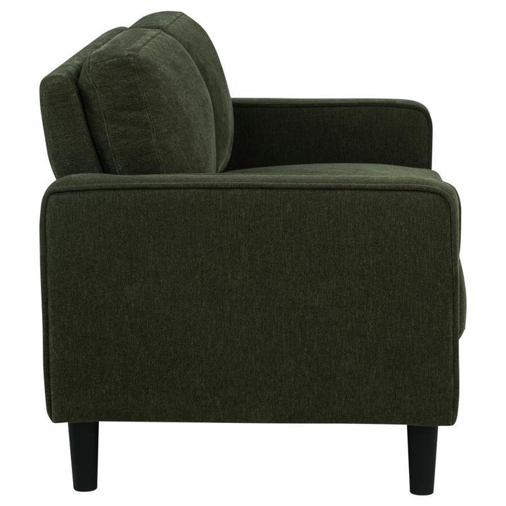 Ruth - Fabric Upholstered Track Arm Loveseat - Matcha Green Stationary Loveseat modern furniture Contempo Furniture