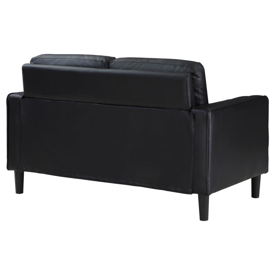 Ruth - Upholstered Track Arm Loveseat - Black Stationary Loveseat modern furniture Contempo Furniture