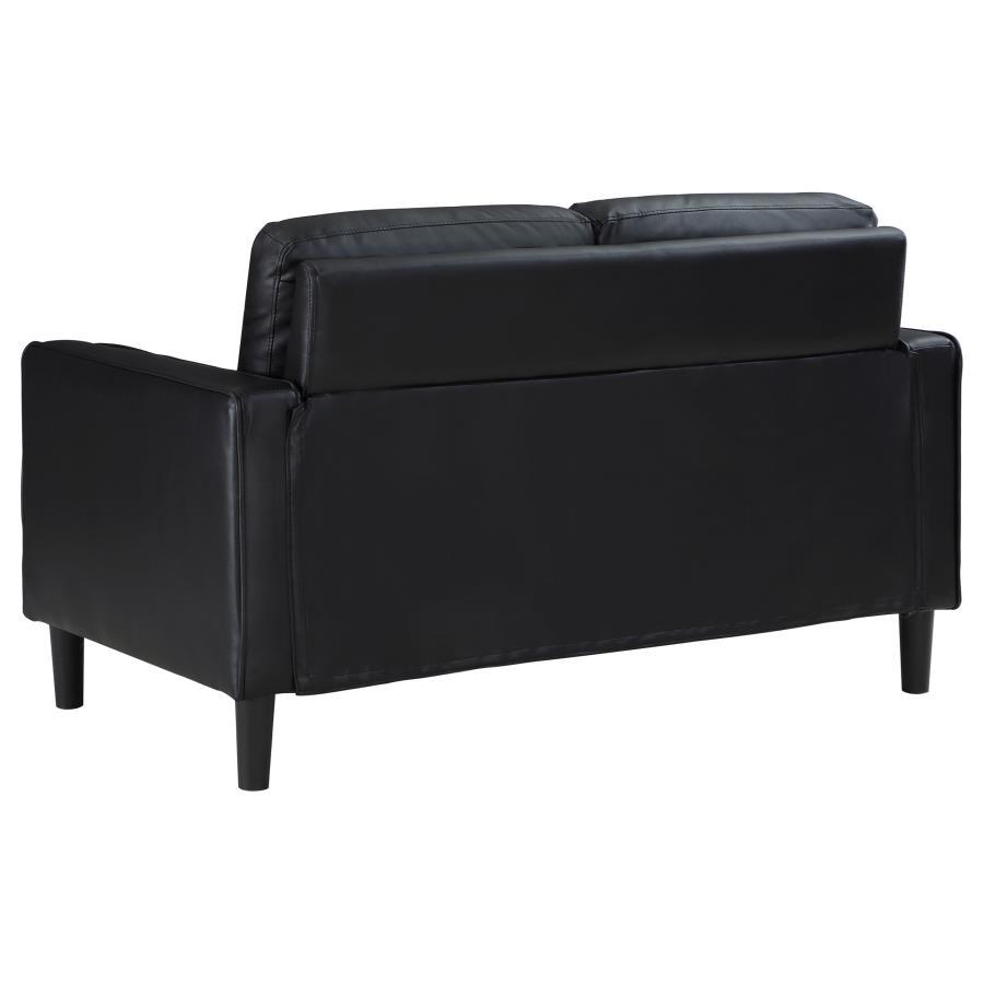Ruth - Upholstered Track Arm Loveseat - Black Stationary Loveseat modern furniture Contempo Furniture