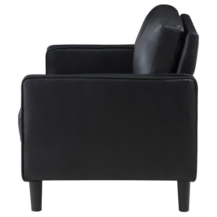 Ruth - Upholstered Track Arm Loveseat - Black Stationary Loveseat modern furniture Contempo Furniture