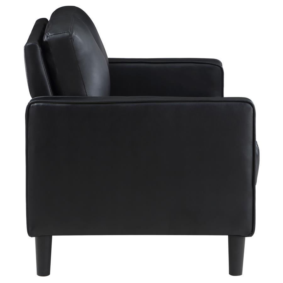 Ruth - Upholstered Track Arm Loveseat - Black Stationary Loveseat modern furniture Contempo Furniture