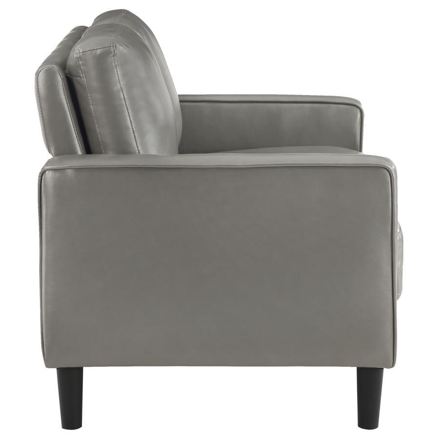 Ruth - Upholstered Track Arm Loveseat - Gray Stationary Loveseat modern furniture Contempo Furniture