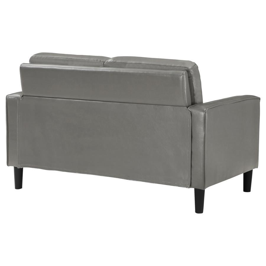 Ruth - Upholstered Track Arm Loveseat - Gray Stationary Loveseat modern furniture Contempo Furniture