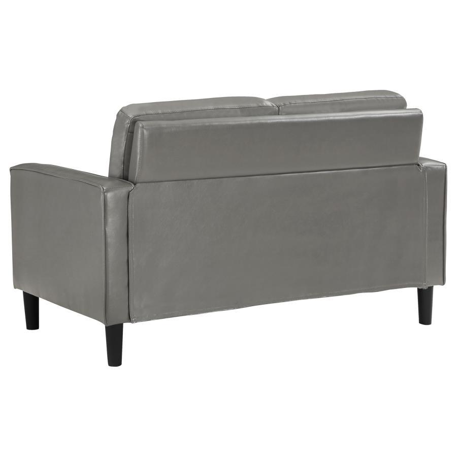 Ruth - Upholstered Track Arm Loveseat - Gray Stationary Loveseat modern furniture Contempo Furniture