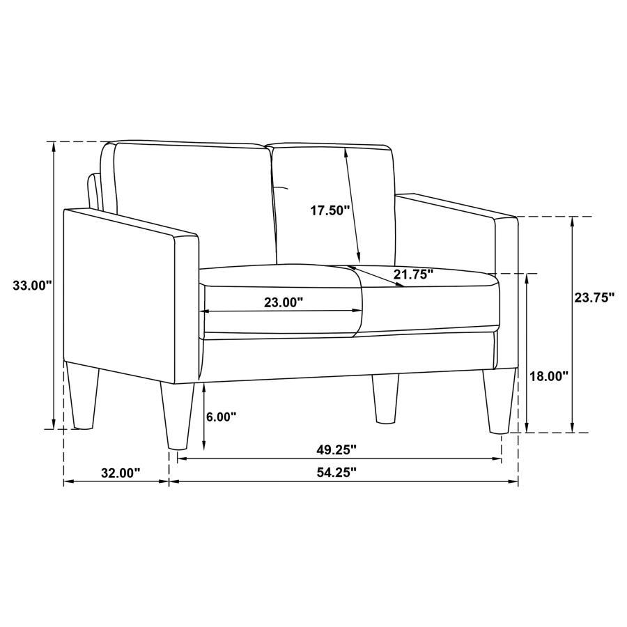 Ruth - Upholstered Track Arm Loveseat - Gray Stationary Loveseat modern furniture Contempo Furniture
