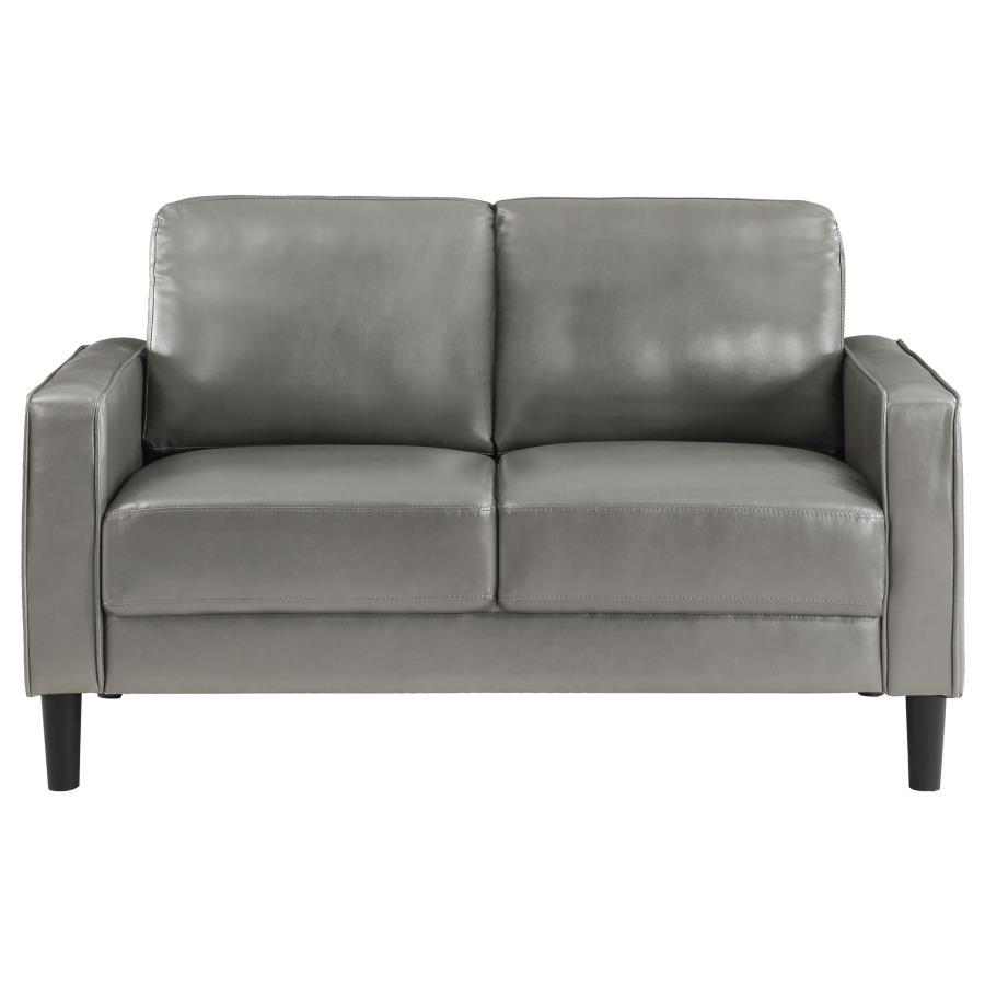 Ruth - Upholstered Track Arm Loveseat - Gray Stationary Loveseat modern furniture Contempo Furniture