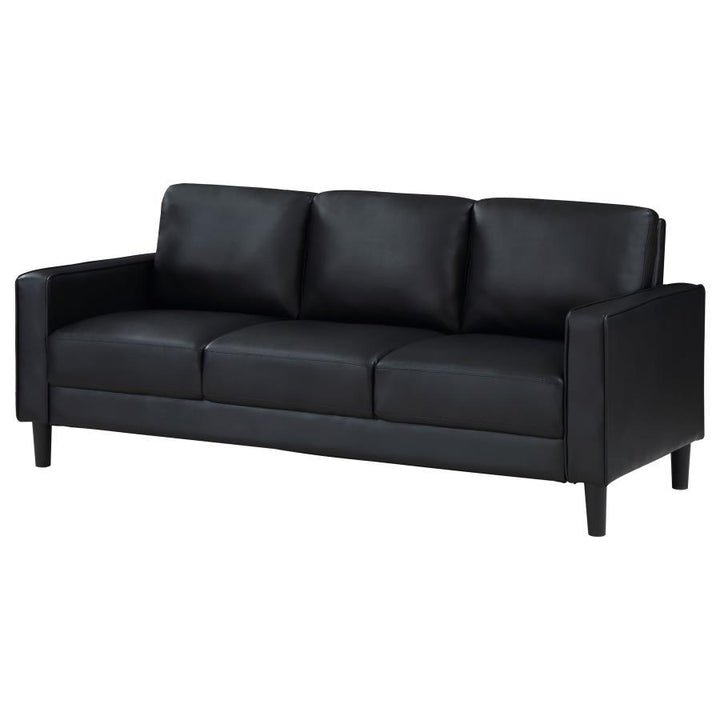Ruth - Upholstered Track Arm Sofa - Black Stationary Sofa modern furniture Contempo Furniture