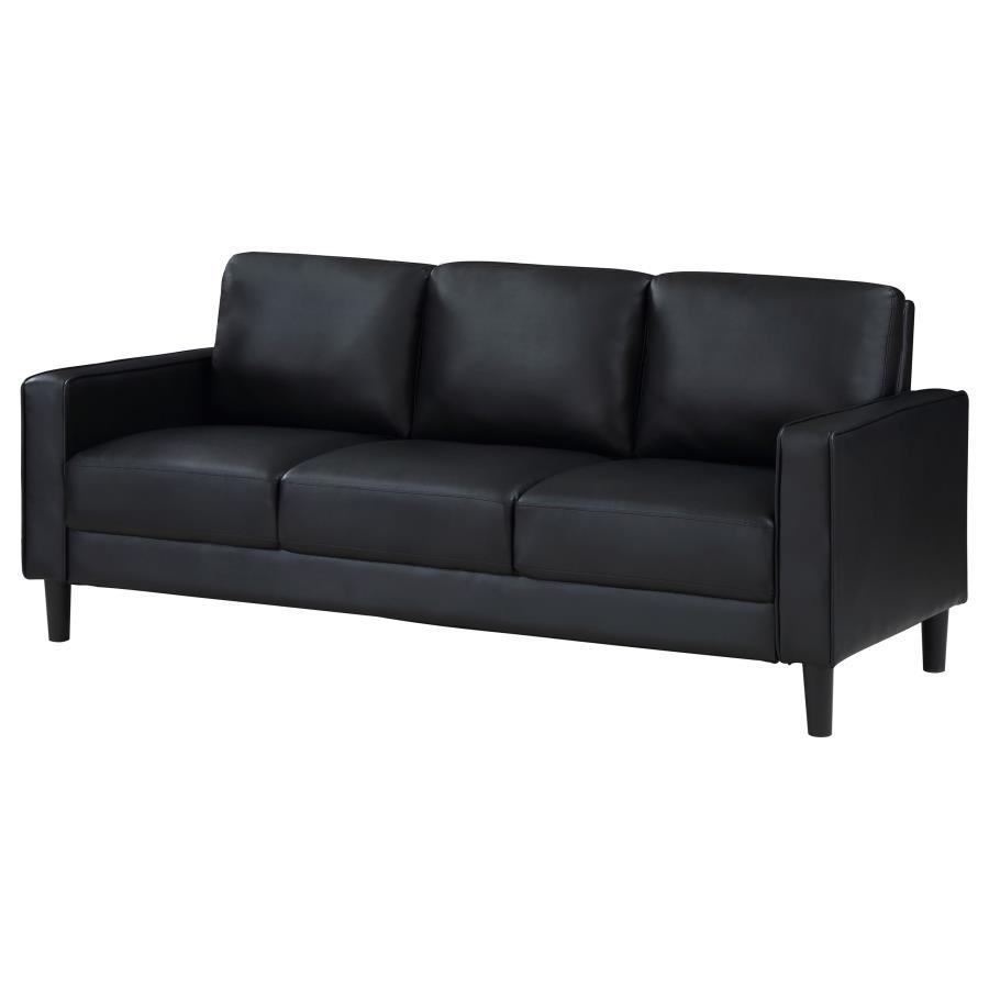 Ruth - Upholstered Track Arm Sofa - Black Stationary Sofa modern furniture Contempo Furniture