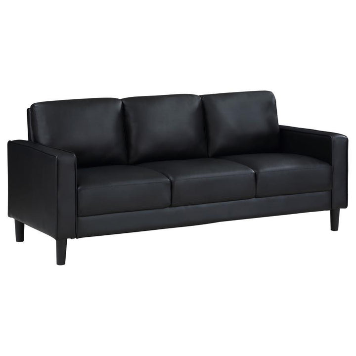 Ruth - Upholstered Track Arm Sofa - Black Stationary Sofa modern furniture Contempo Furniture