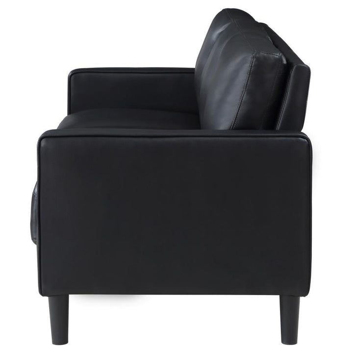 Ruth - Upholstered Track Arm Sofa - Black Stationary Sofa modern furniture Contempo Furniture