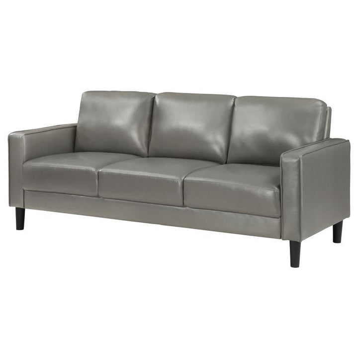 Ruth - Upholstered Track Arm Sofa - Gray Stationary Sofa modern furniture Contempo Furniture