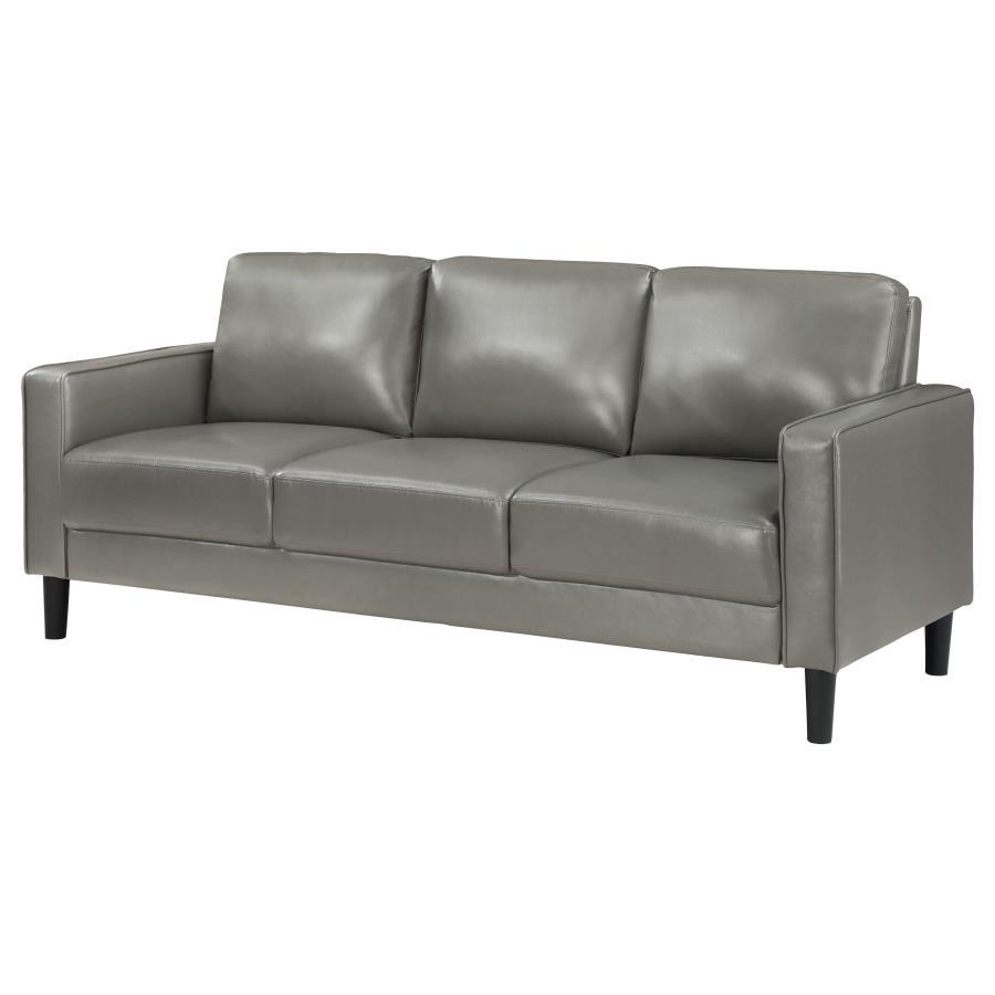 Ruth - Upholstered Track Arm Sofa - Gray Stationary Sofa modern furniture Contempo Furniture