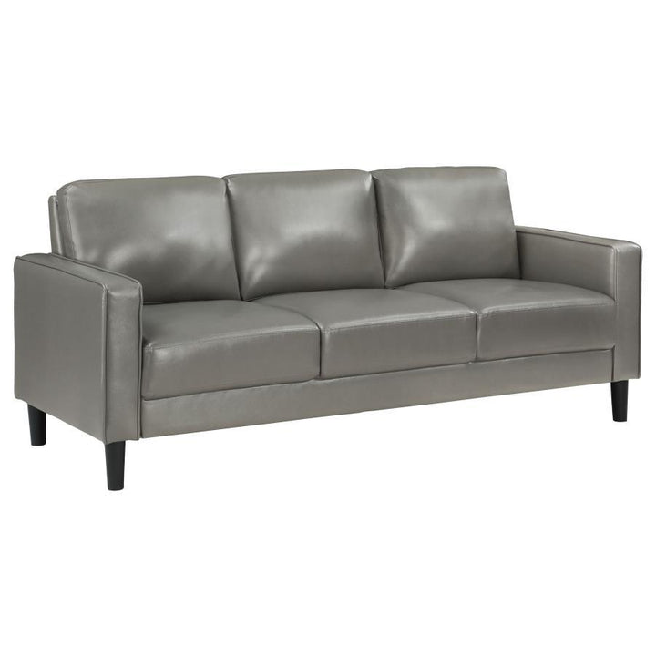 Ruth - Upholstered Track Arm Sofa - Gray Stationary Sofa modern furniture Contempo Furniture