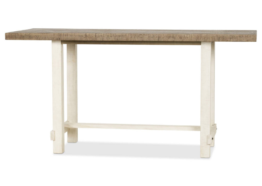 Rutherford Rectangular Wooden Counter Table in Drift and Antique White Counter Table modern furniture Contempo Furniture