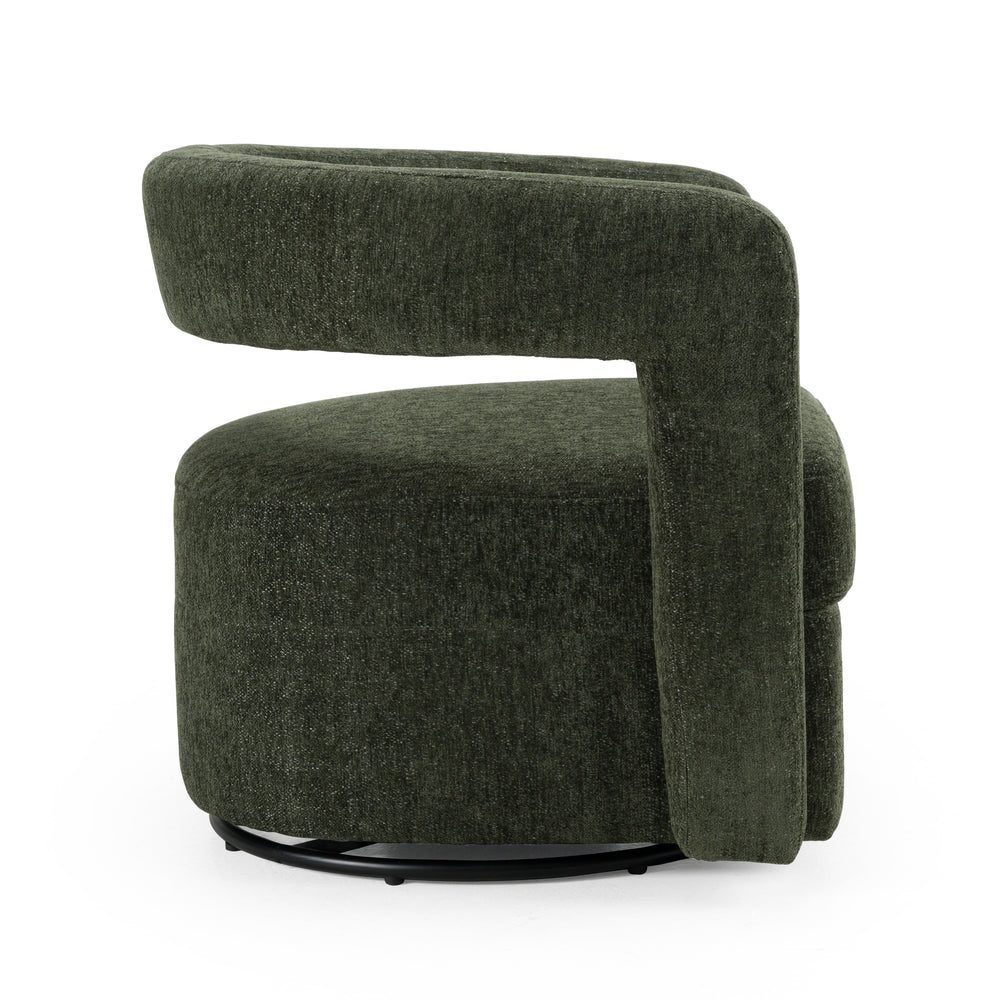 Ryan - Modern Olive Green Fabric Swivel Accent Chair - View 2