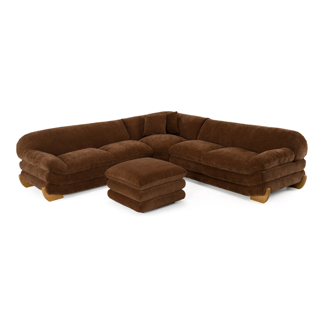 Crockett - Modern Brown Fabric Sectional Sofa