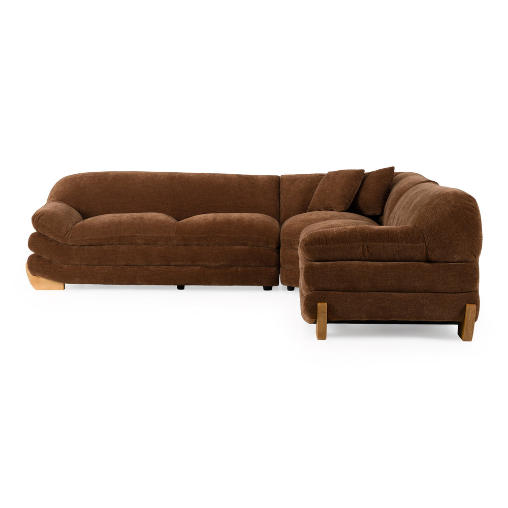 Crockett - Modern Brown Fabric Sectional Sofa - View 3