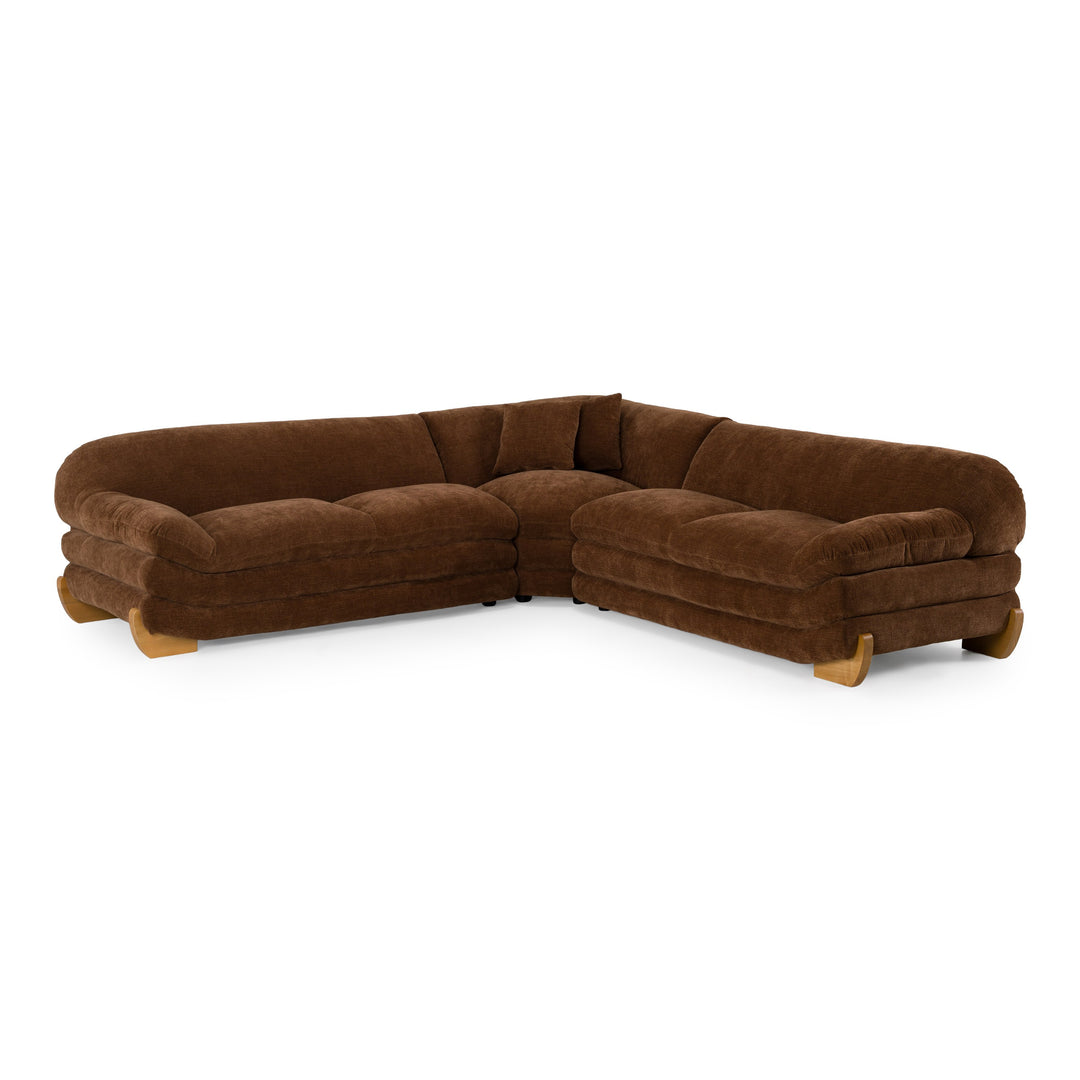 Crockett - Modern Brown Fabric Sectional Sofa