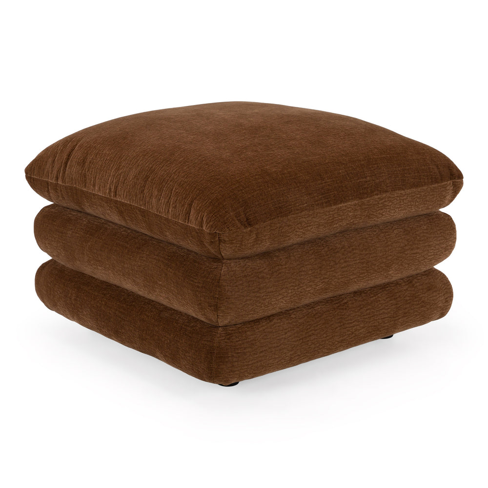 Crockett - Modern Brown Fabric Ottoman - View 3