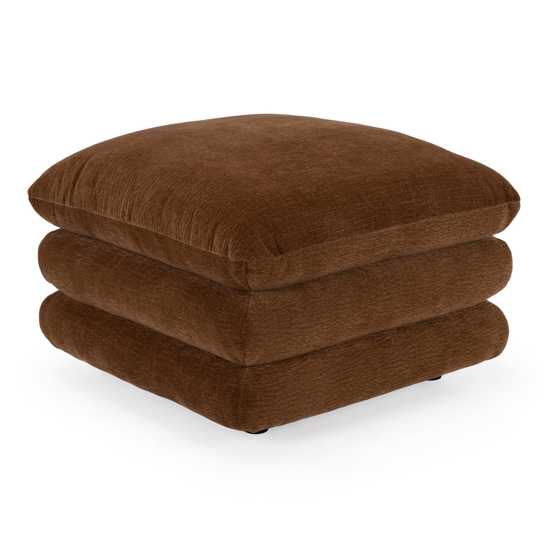 Crockett - Modern Brown Fabric Ottoman