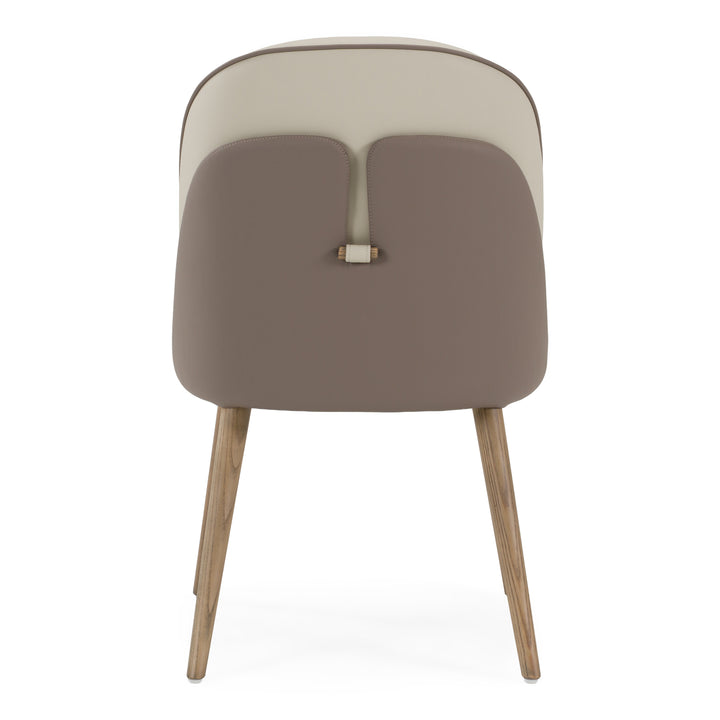 Pangea - Mid-Century Modern Cream &amp; Taupe Vegan Leather + Grey Ash Dining Chair (Set of 2)