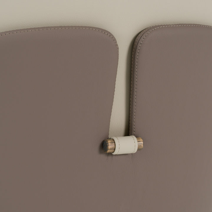 Pangea - Mid-Century Modern Cream &amp; Taupe Vegan Leather + Grey Ash Dining Chair (Set of 2)