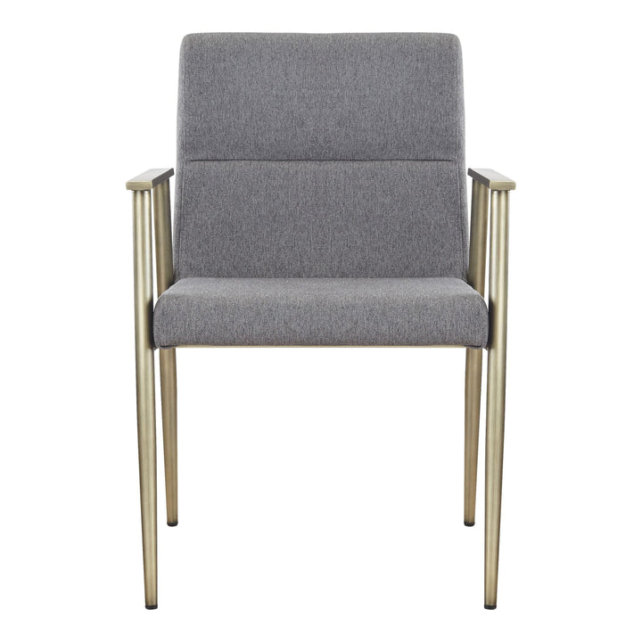 Sabri - Contemporary Grey &amp; Antique Brass Arm Dining Chair