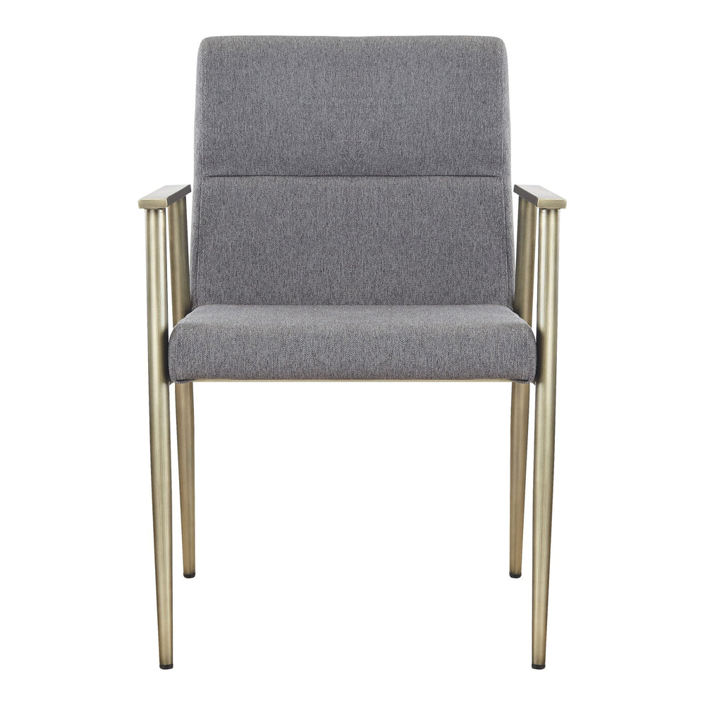 Sabri - Contemporary Grey & Antique Brass Arm Dining Chair - View 5
