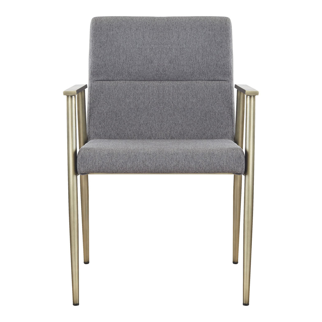 Sabri - Contemporary Grey & Antique Brass Arm Dining Chair