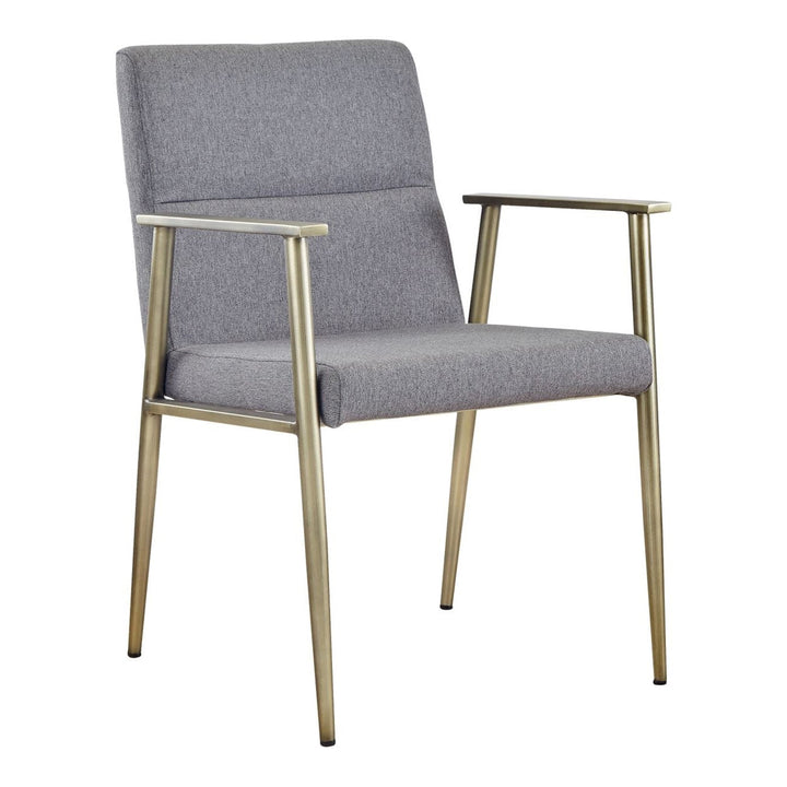 Sabri - Contemporary Grey &amp; Antique Brass Arm Dining Chair