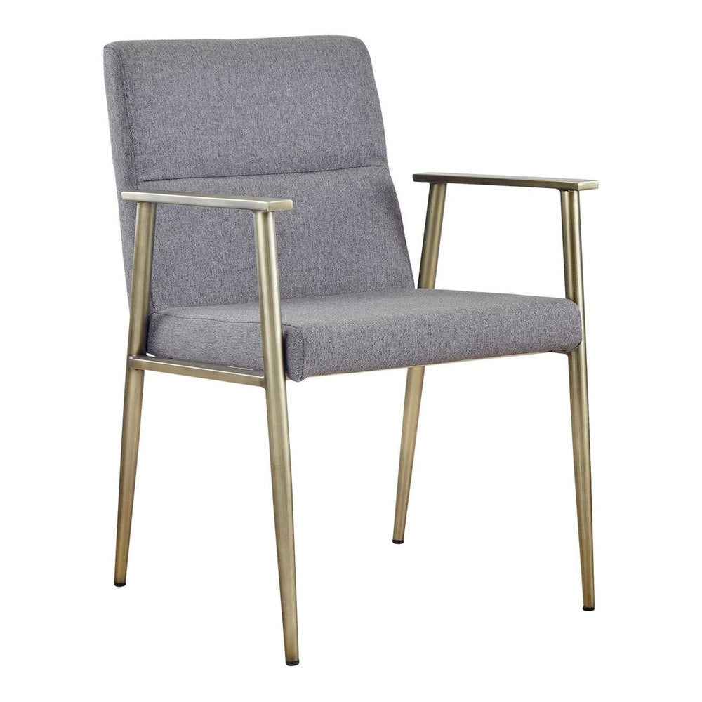 Sabri - Contemporary Grey & Antique Brass Arm Dining Chair