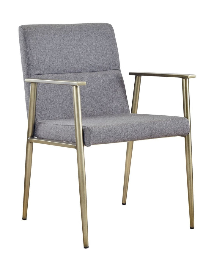 Sabri - Contemporary Grey &amp; Antique Brass Arm Dining Chair