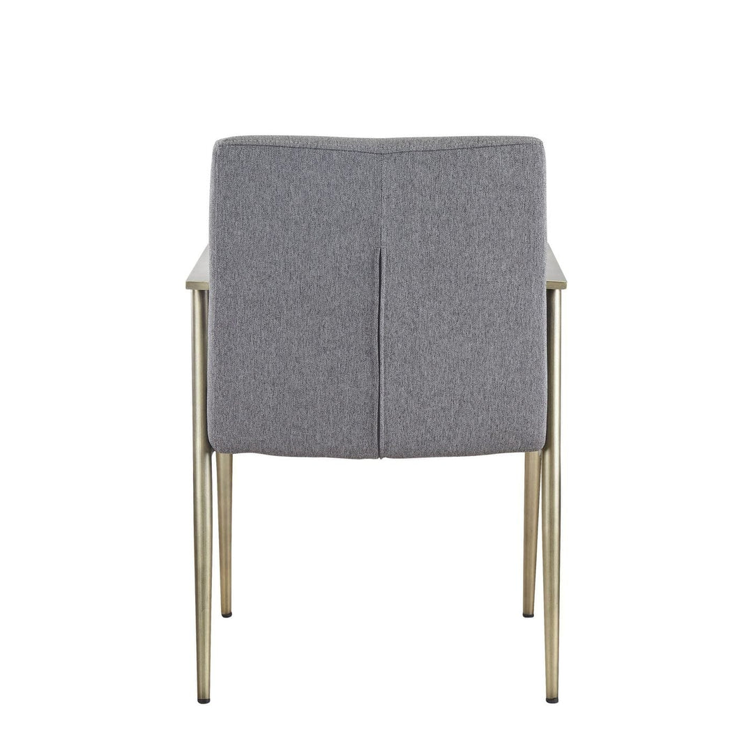 Sabri  Contemporary Grey & Antique Brass Arm Dining Chair
