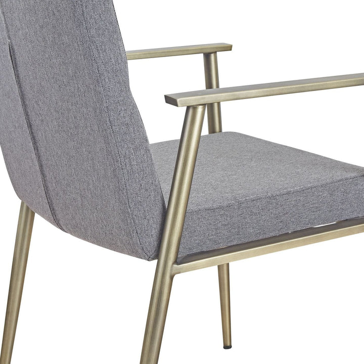 Sabri  Contemporary Grey & Antique Brass Arm Dining Chair