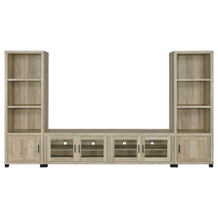 Sachin - 3 - Shelf Engineered Wood Media Tower - Distressed Pine Piers modern furniture Contempo Furniture